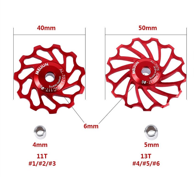 VGEBY 2Pcs Ceramic Bearing Wheel, Wheel Roller Pulley Accessories 11/13T(11T-Blue) Wheel Wheel Wheel Road Rear Derailleur Pulley 11T - Image 3